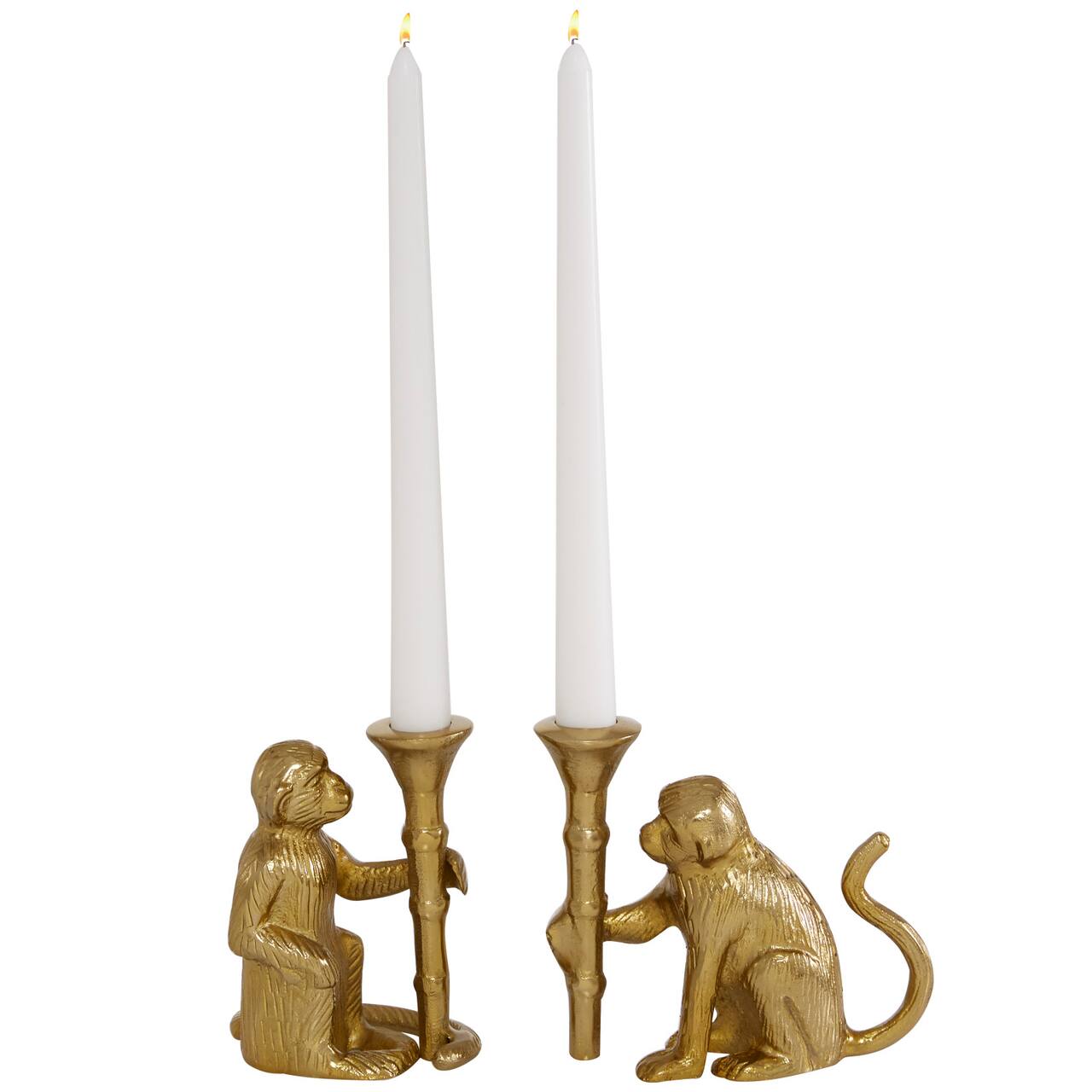 Set of 2 Gold Aluminum Glam Candle Holder, 3" x 5"
